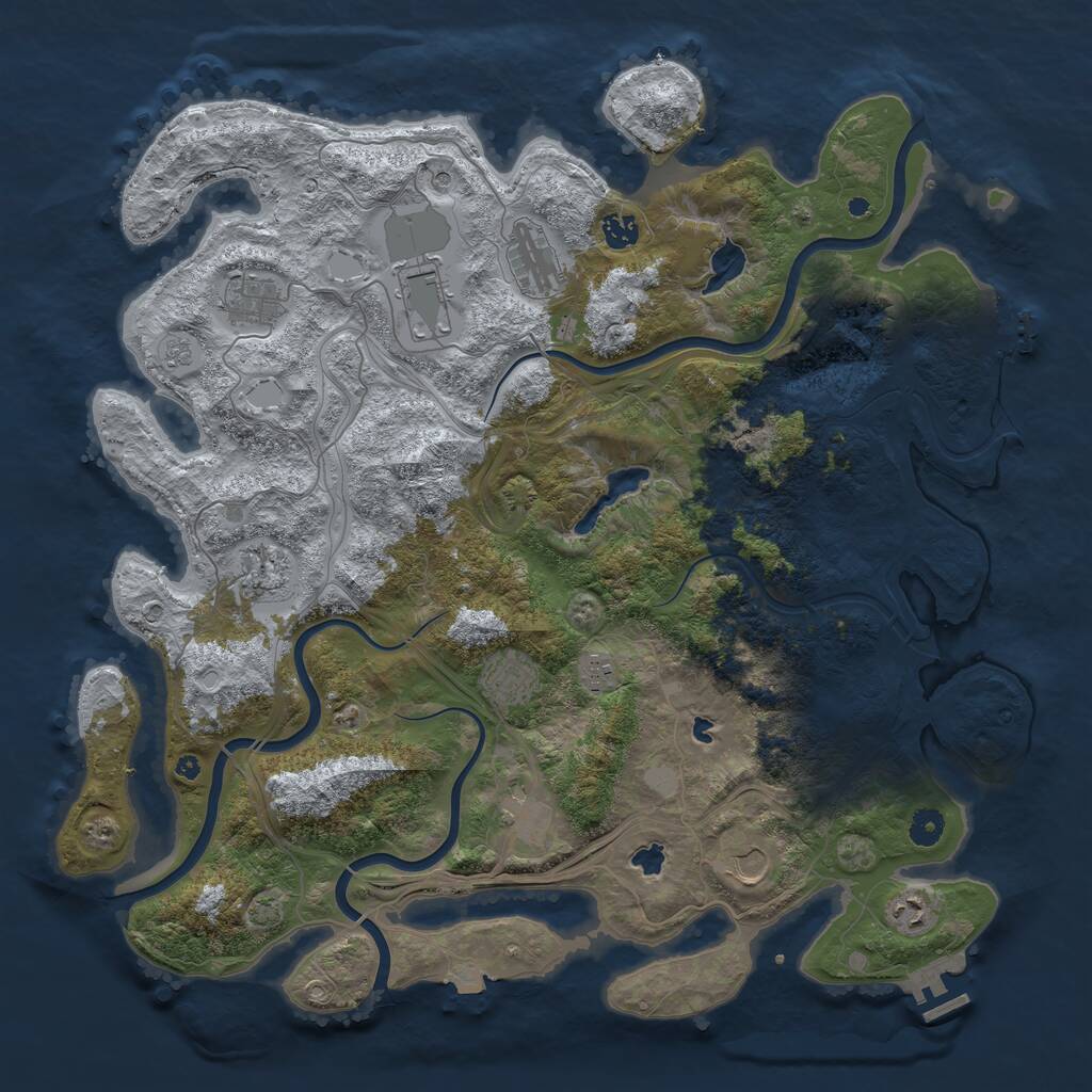 Rust Map: Procedural Map, Size: 4500, Seed: 23981110, 16 Monuments