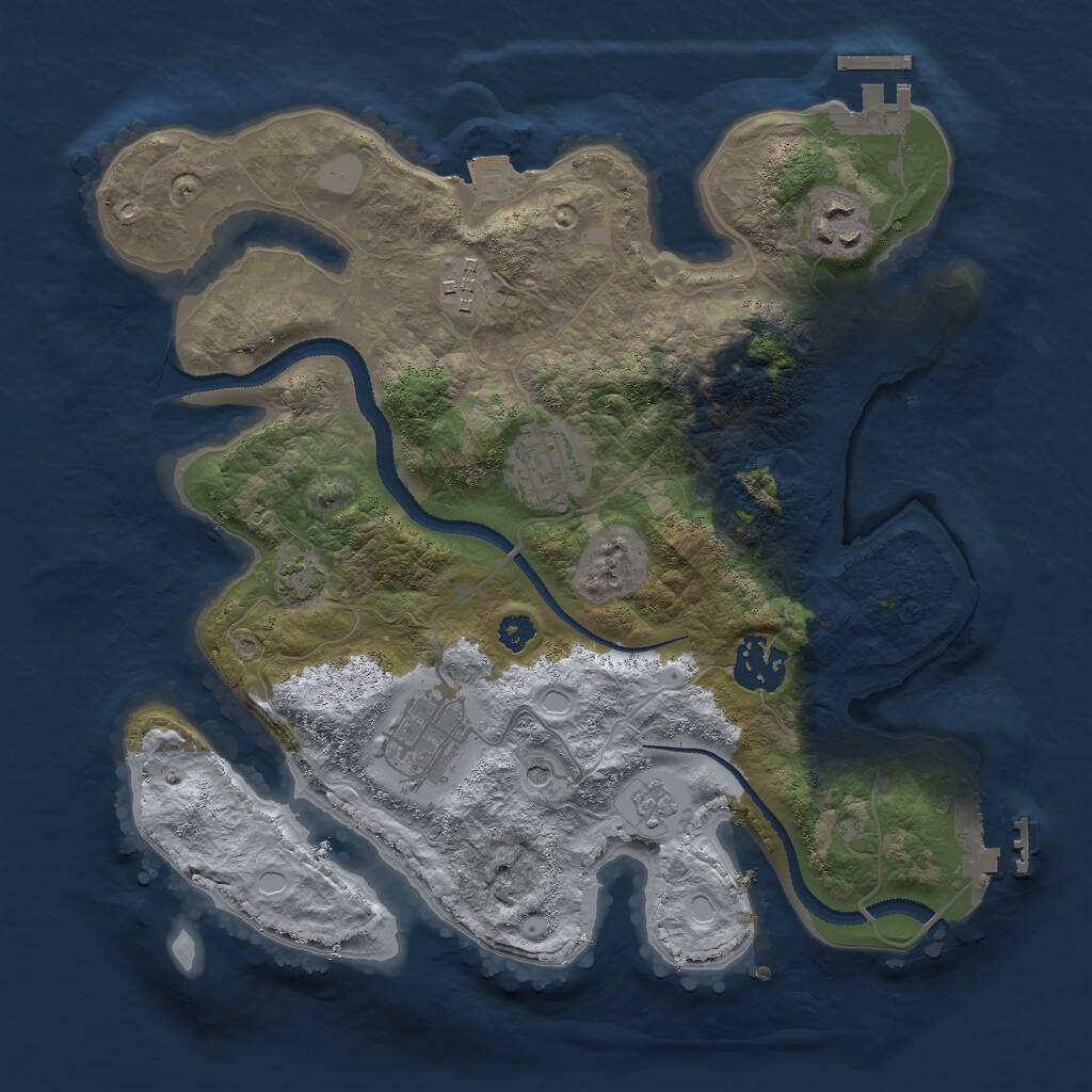 Rust Map: Procedural Map, Size: 3000, Seed: 39894, 11 Monuments