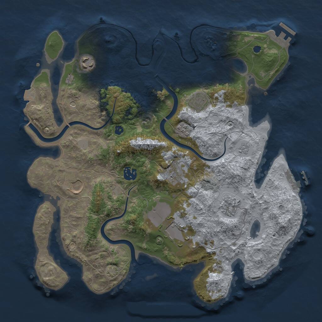 Rust Map: Procedural Map, Size: 3500, Seed: 281995386, 14 Monuments