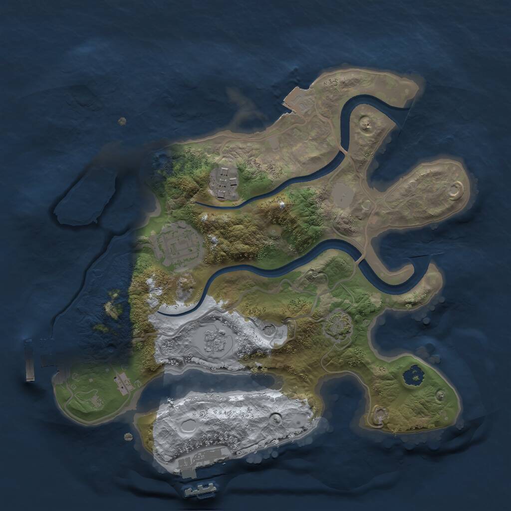 Rust Map: Procedural Map, Size: 2500, Seed: 58531, 8 Monuments