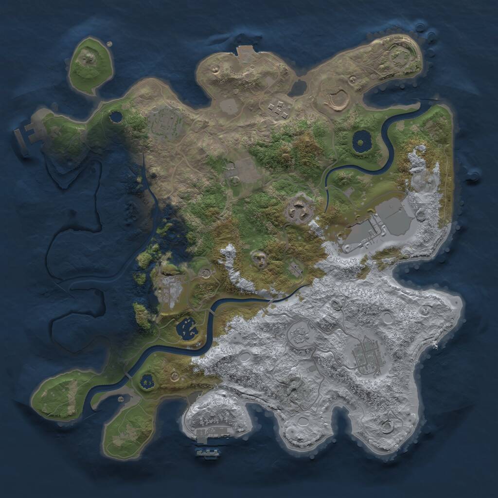 Rust Map: Procedural Map, Size: 3500, Seed: 37325, 15 Monuments