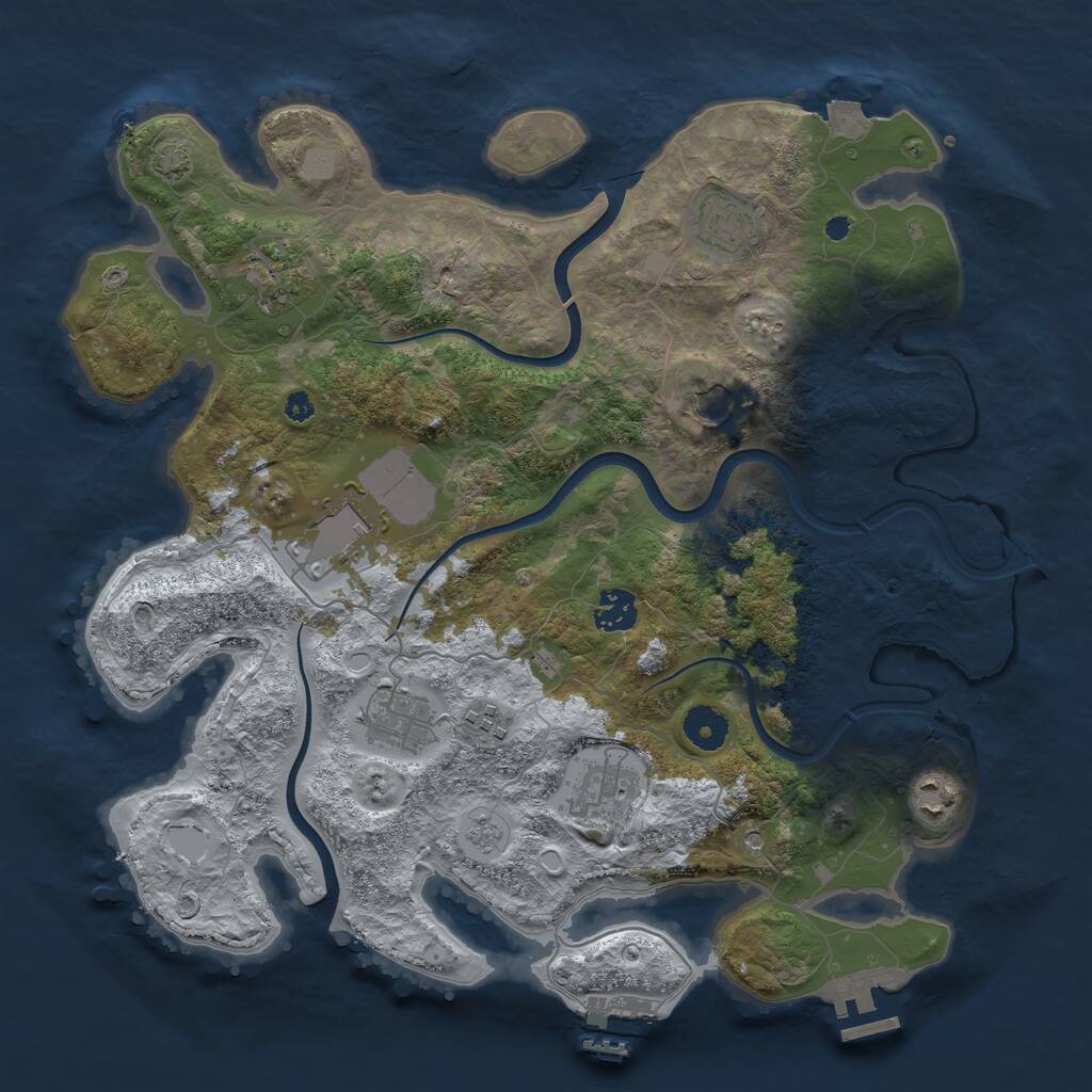 Rust Map: Procedural Map, Size: 3728, Seed: 671553954, 15 Monuments