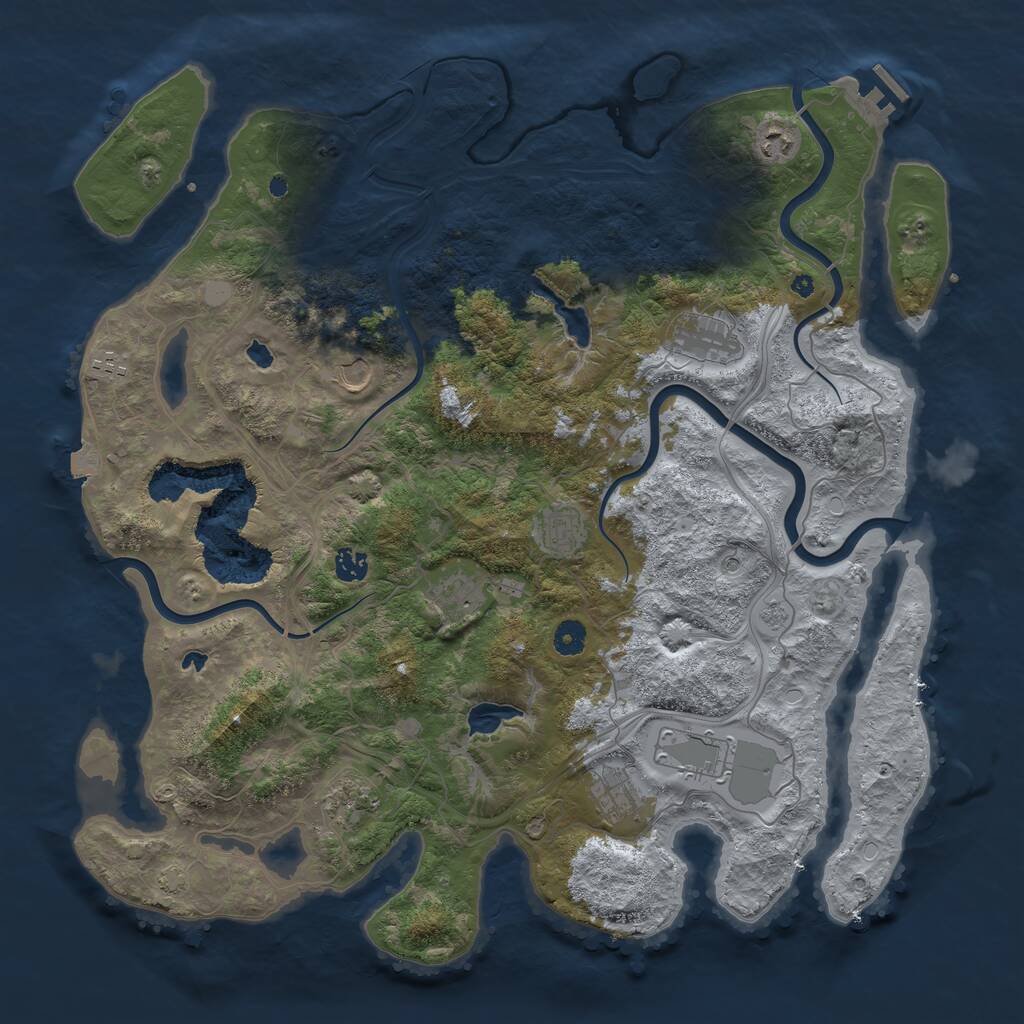 Rust Map: Procedural Map, Size: 4500, Seed: 1358133191, 15 Monuments