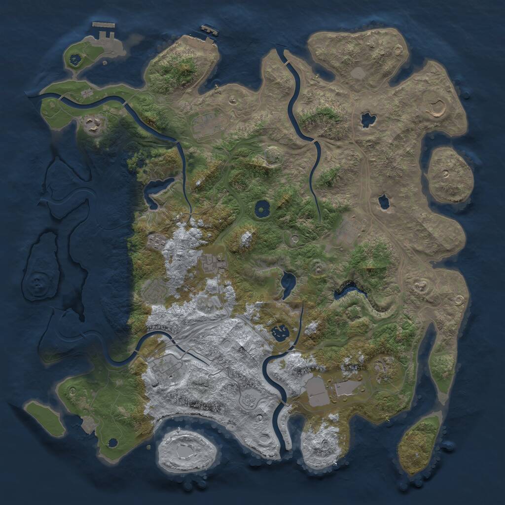 Rust Map: Procedural Map, Size: 4500, Seed: 648284, 17 Monuments