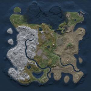 Thumbnail Rust Map: Procedural Map, Size: 3500, Seed: 61587, 15 Monuments