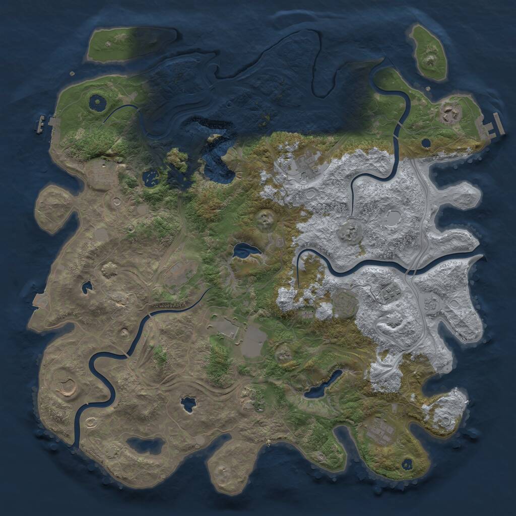 Rust Map: Procedural Map, Size: 4500, Seed: 1289375619, 17 Monuments