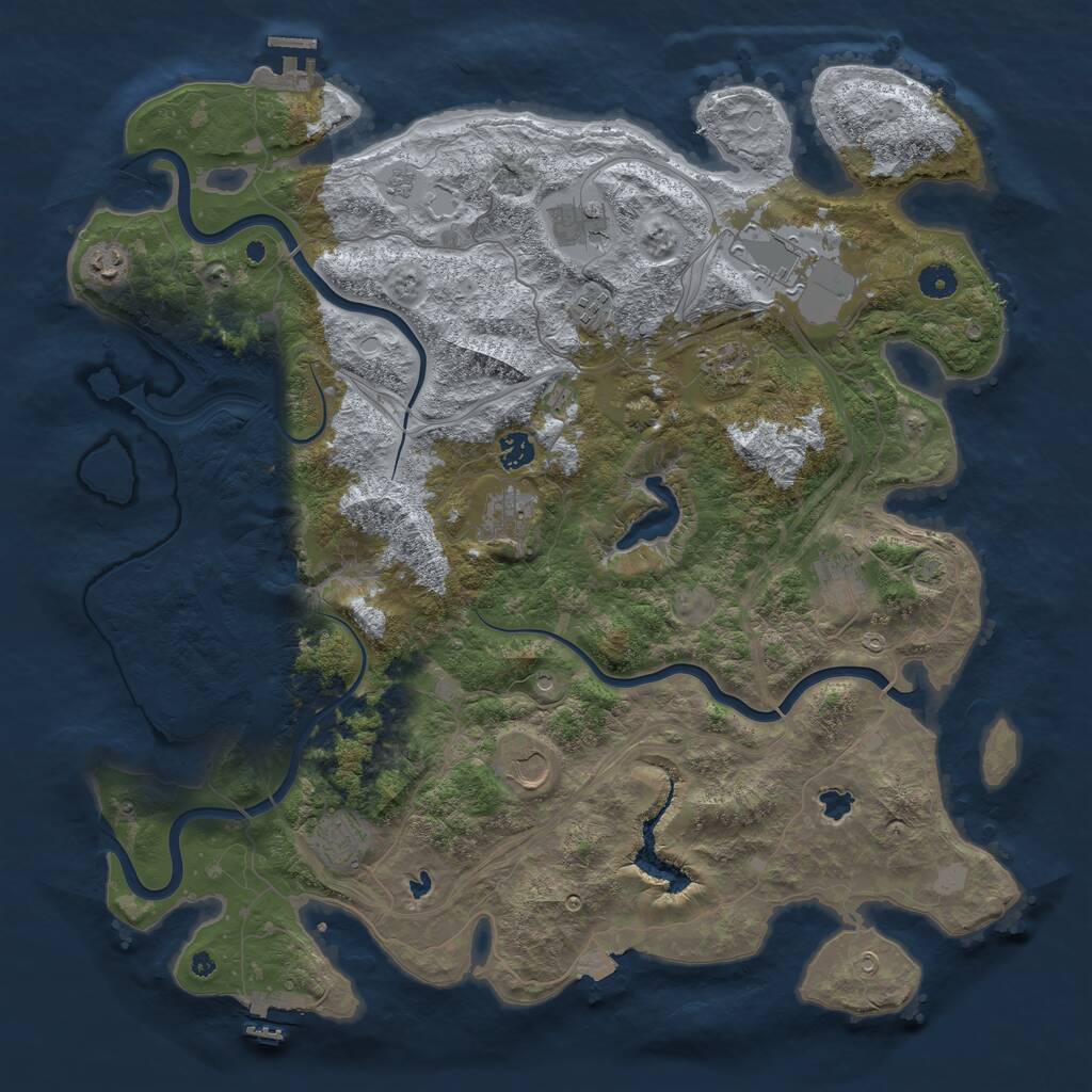 Rust Map: Procedural Map, Size: 4500, Seed: 748270, 16 Monuments