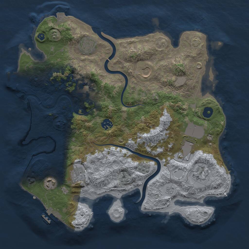 Rust Map: Procedural Map, Size: 3500, Seed: 709962546, 15 Monuments