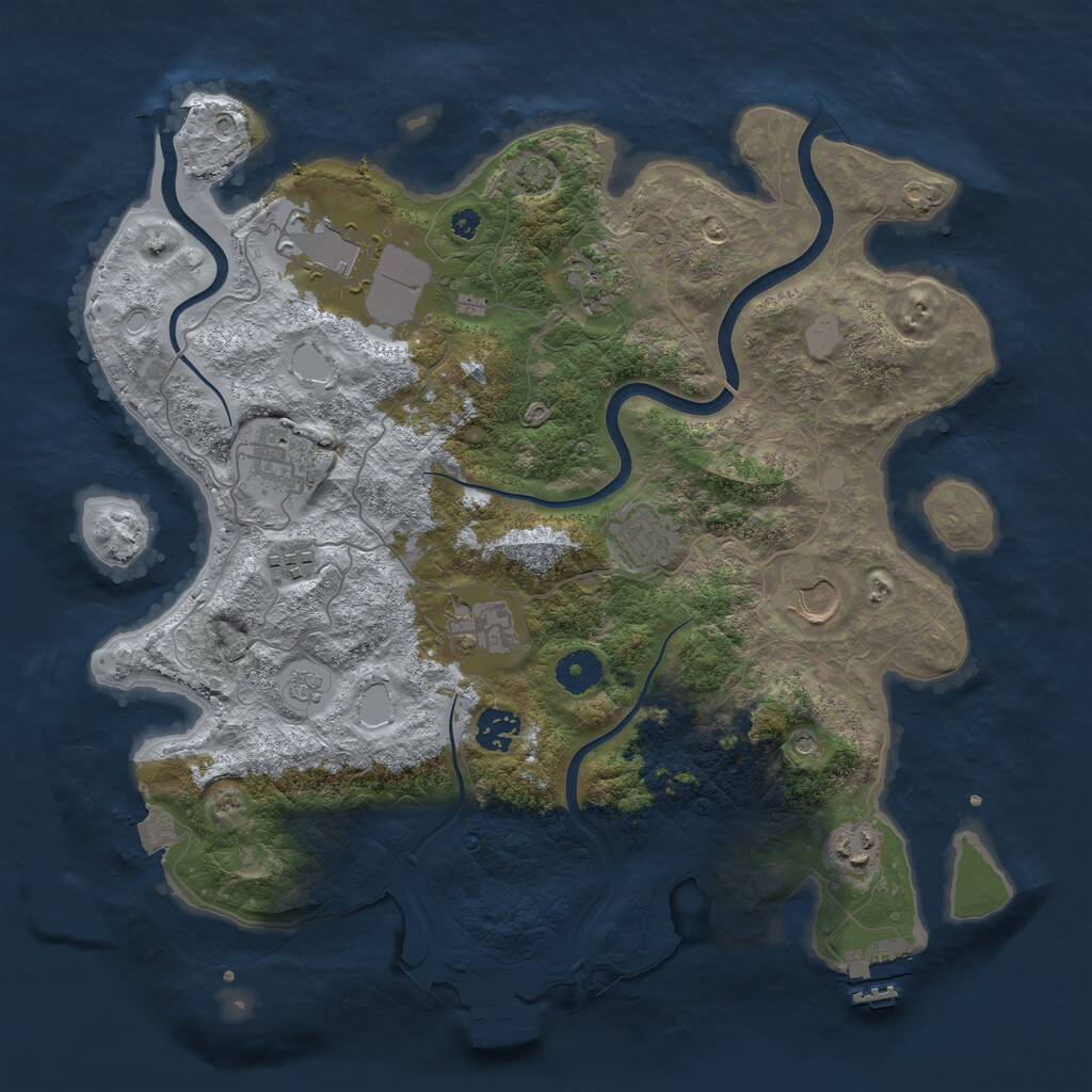 Rust Map: Procedural Map, Size: 3750, Seed: 1423925507, 15 Monuments