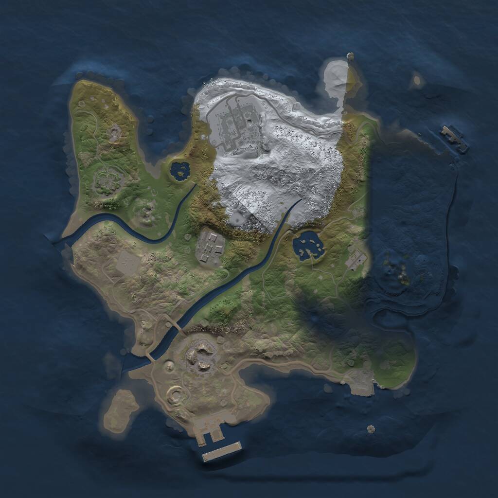 Rust Map: Procedural Map, Size: 2500, Seed: 913775, 8 Monuments