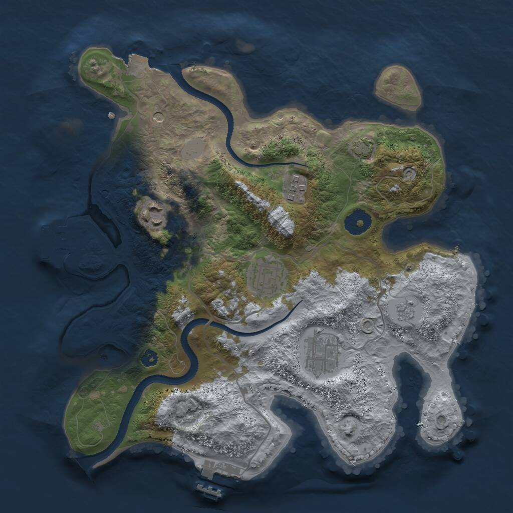 Rust Map: Procedural Map, Size: 3000, Seed: 31090, 10 Monuments
