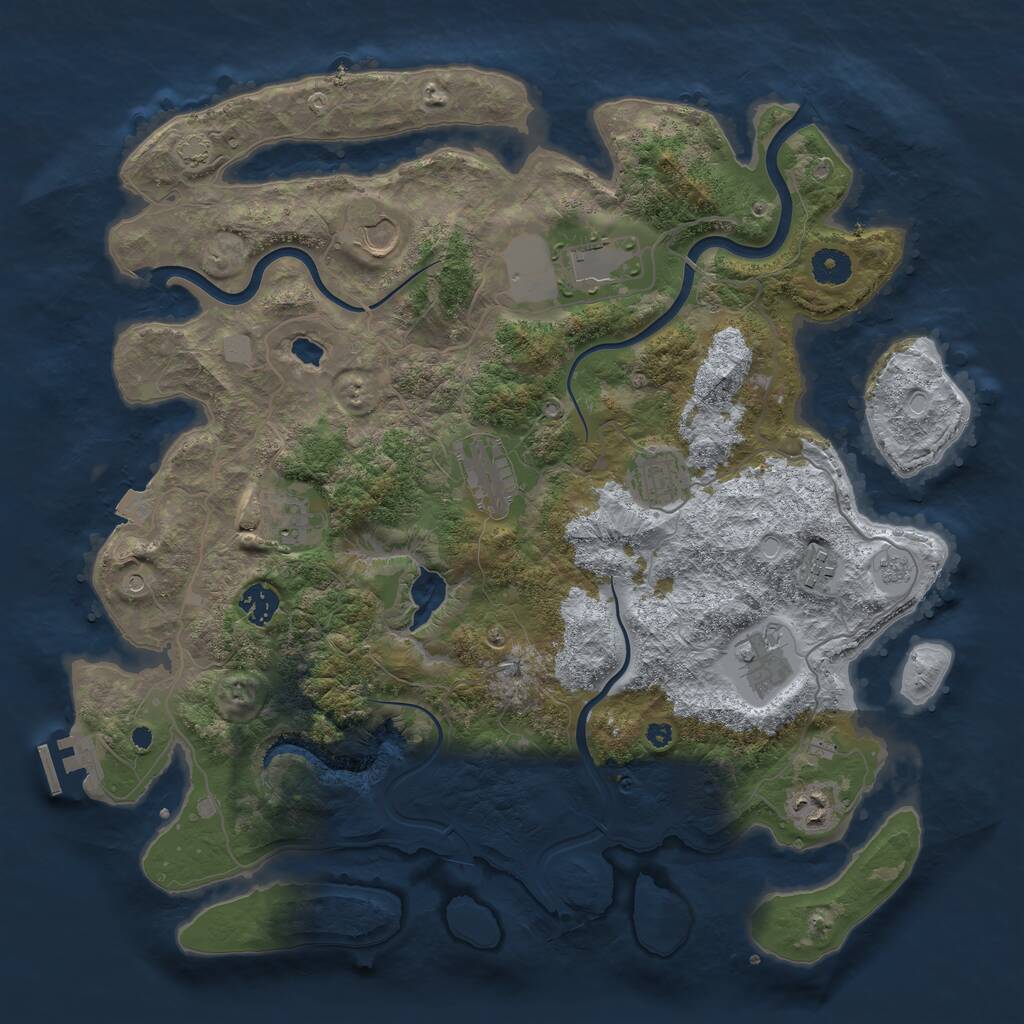 Rust Map: Procedural Map, Size: 4000, Seed: 54676790, 14 Monuments
