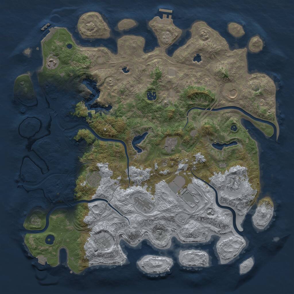 Rust Map: Procedural Map, Size: 4500, Seed: 848278, 16 Monuments