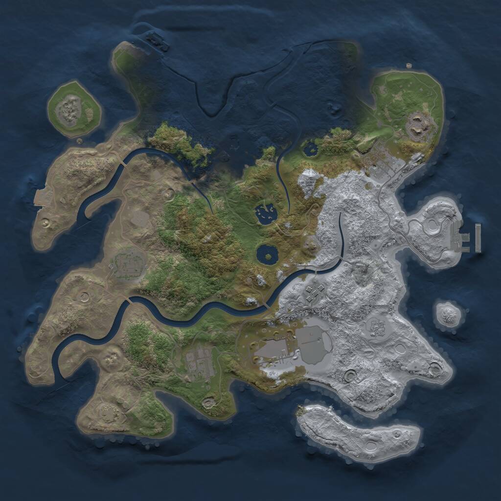 Rust Map: Procedural Map, Size: 3500, Seed: 902451, 14 Monuments