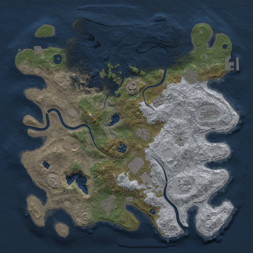 Rust Map: Procedural Map, Size: 4000, Seed: 1436112023, 17 Monuments