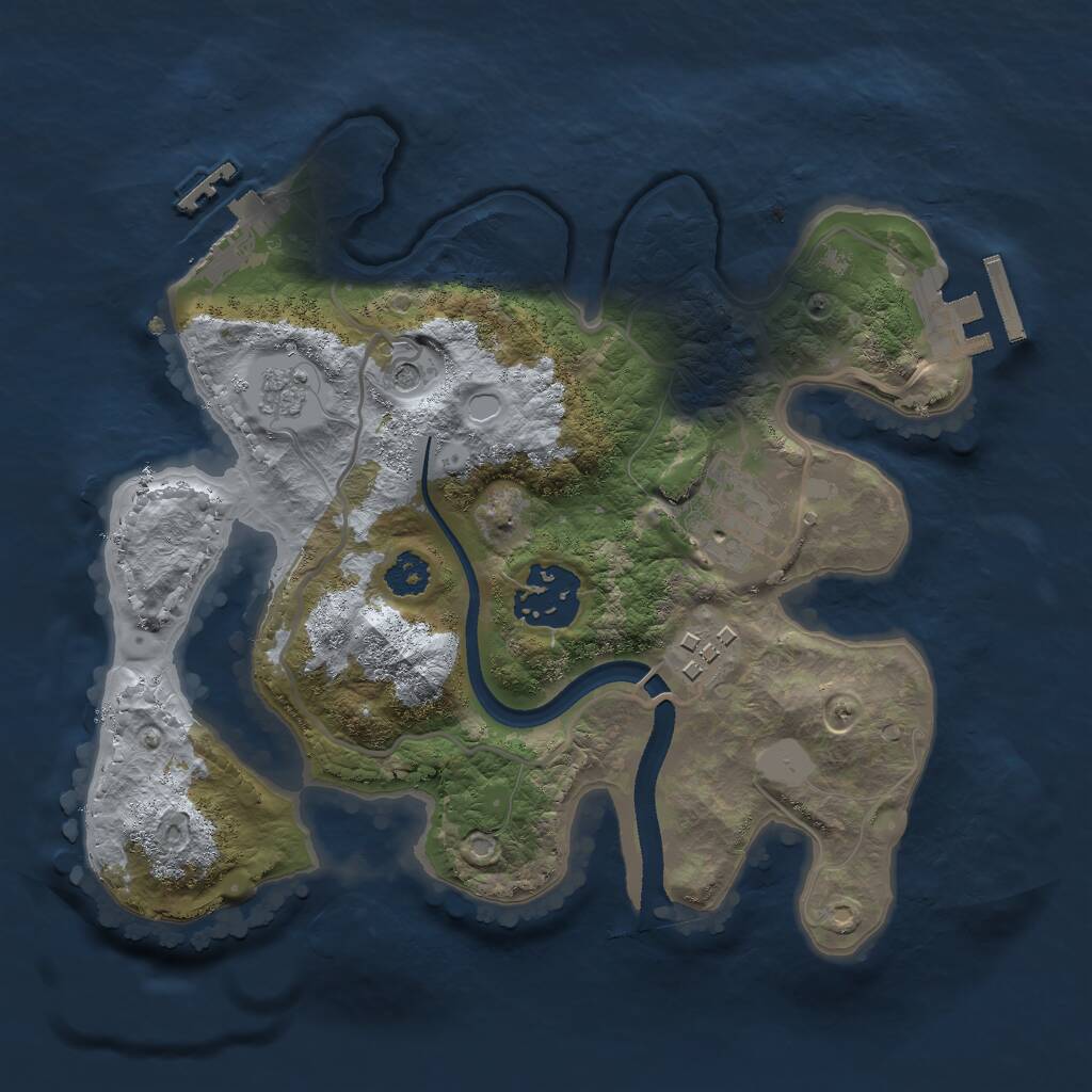 Rust Map: Procedural Map, Size: 2500, Seed: 958426412, 8 Monuments