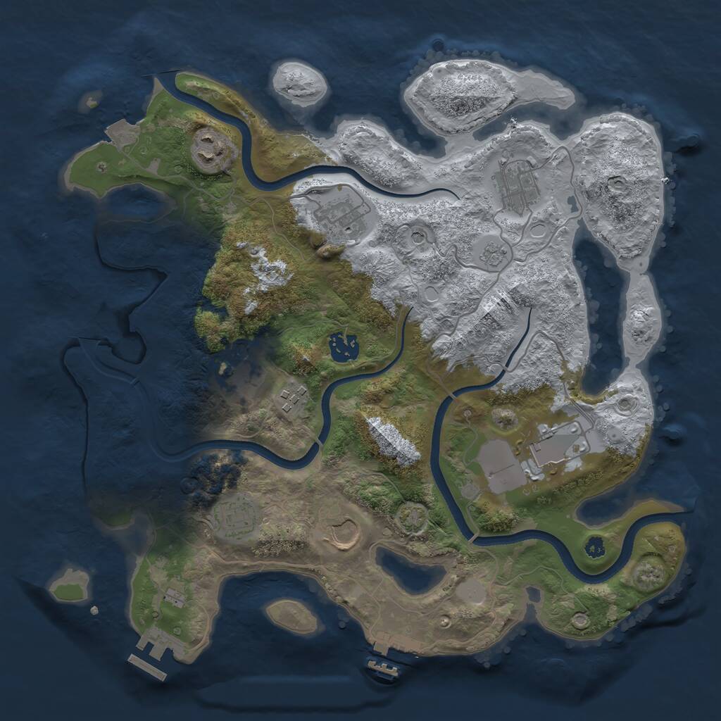 Rust Map: Procedural Map, Size: 3500, Seed: 1661039907, 15 Monuments