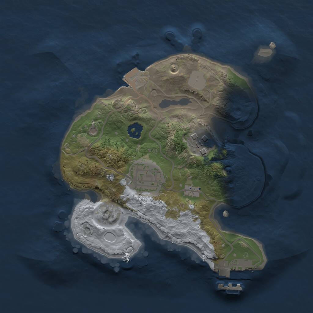 Rust Map: Procedural Map, Size: 2000, Seed: 55070, 4 Monuments