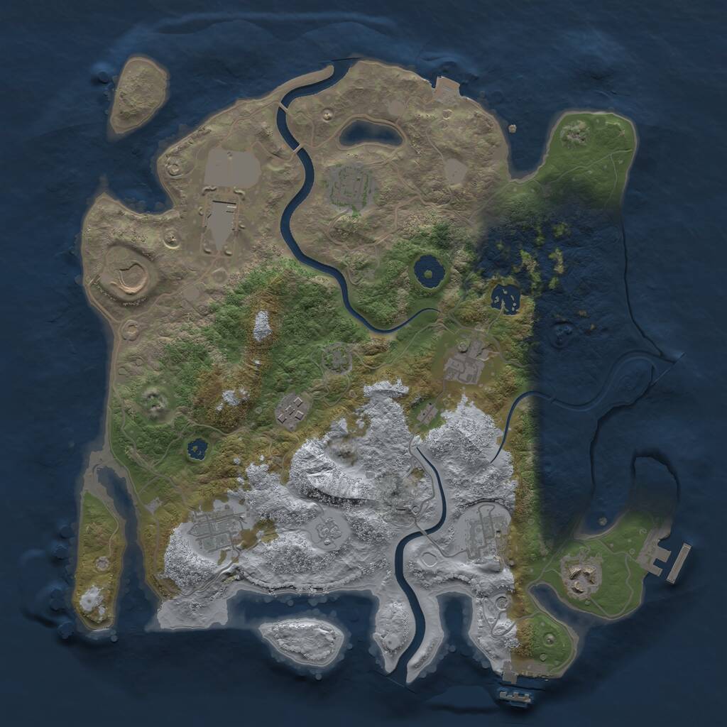 Rust Map: Procedural Map, Size: 3550, Seed: 91640093, 15 Monuments