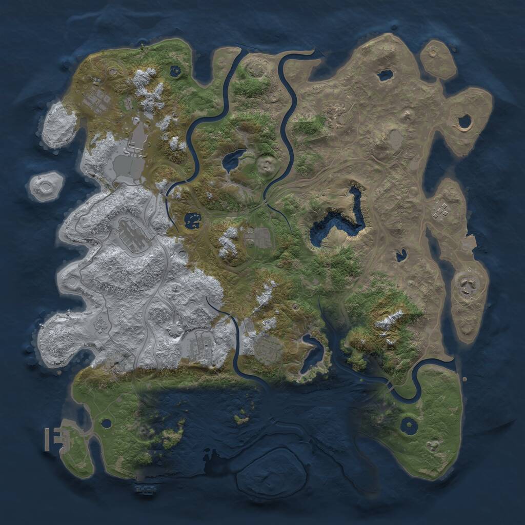 Rust Map: Procedural Map, Size: 4500, Seed: 47828761, 17 Monuments