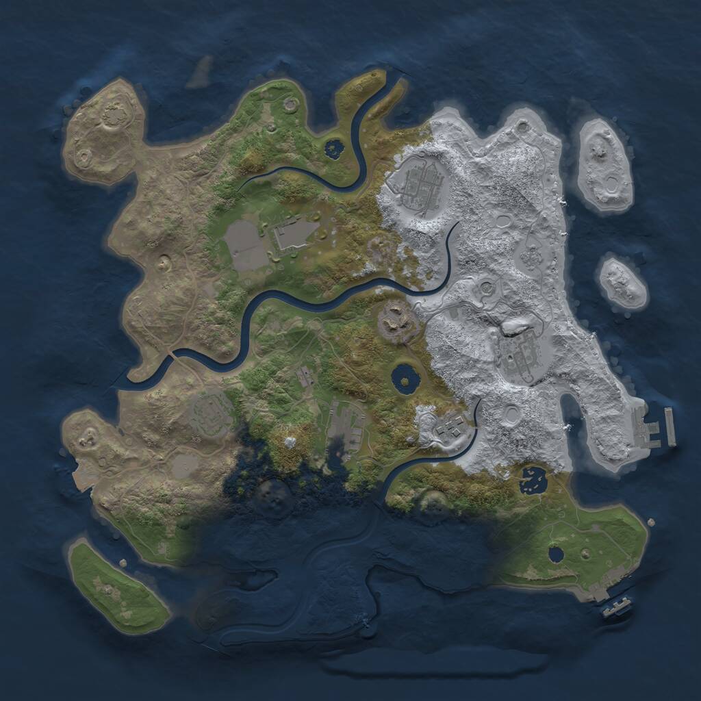 Rust Map: Procedural Map, Size: 3650, Seed: 8327623, 14 Monuments