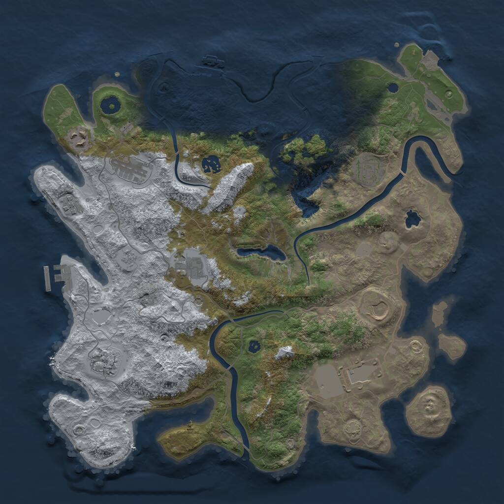 Rust Map: Procedural Map, Size: 4000, Seed: 23332, 15 Monuments
