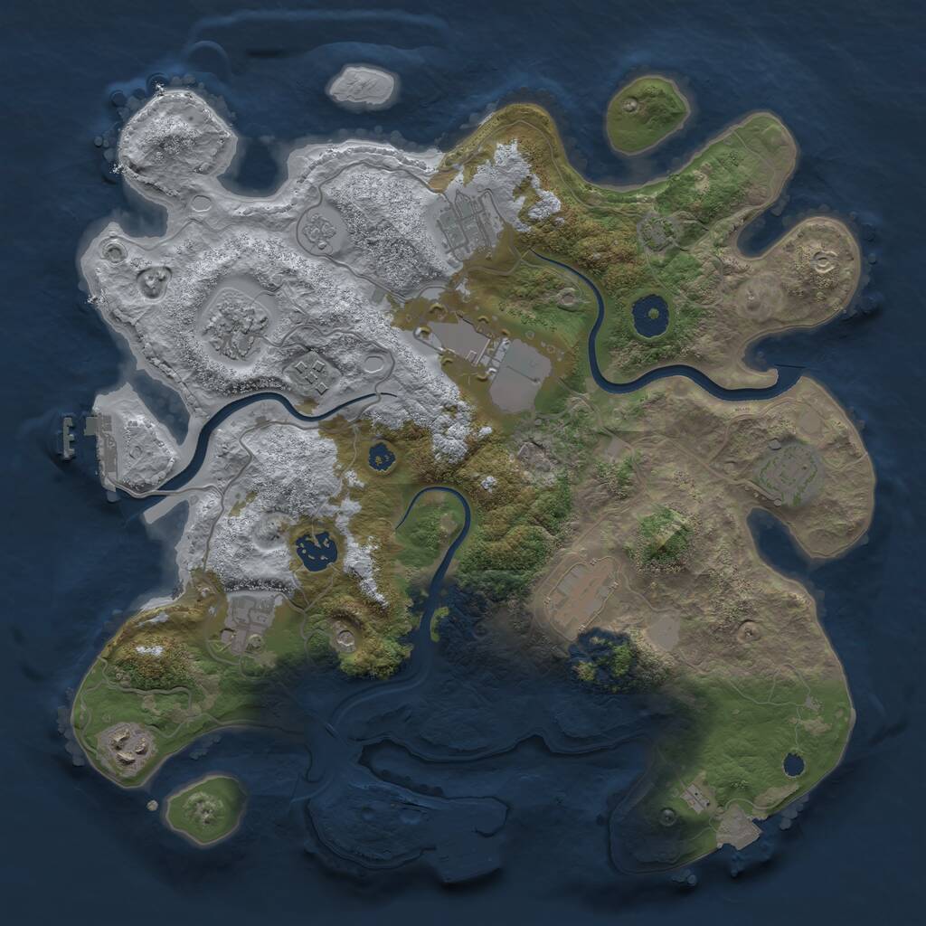 Rust Map: Procedural Map, Size: 3500, Seed: 96764725, 15 Monuments