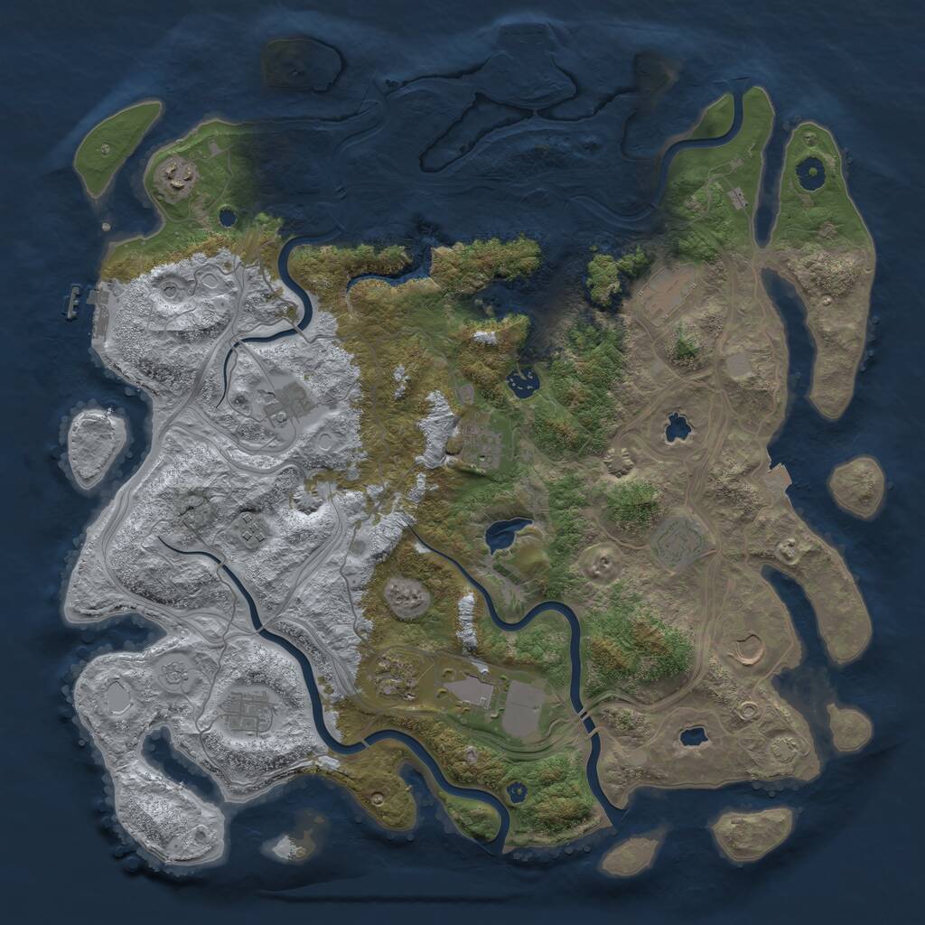 Rust Map: Procedural Map, Size: 4500, Seed: 1420521027, 17 Monuments
