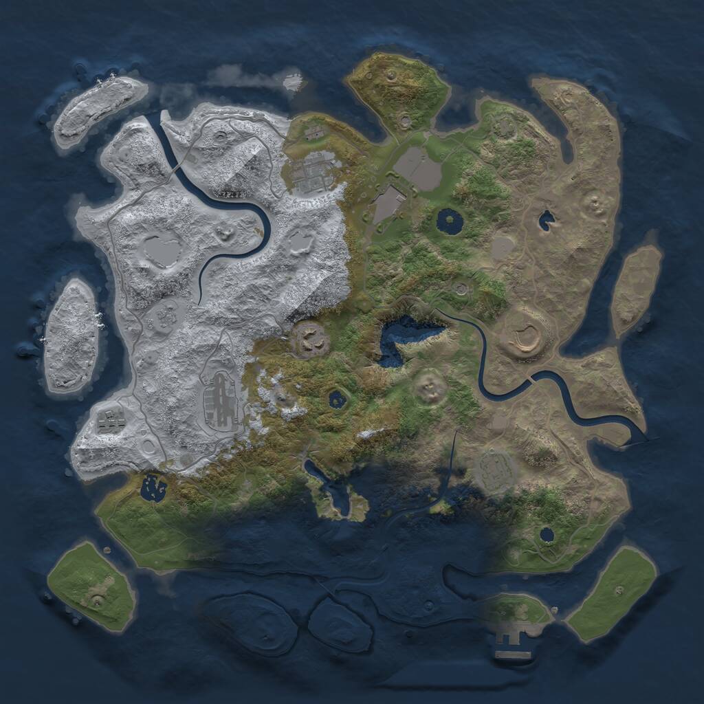 Rust Map: Procedural Map, Size: 4000, Seed: 1319491611, 13 Monuments