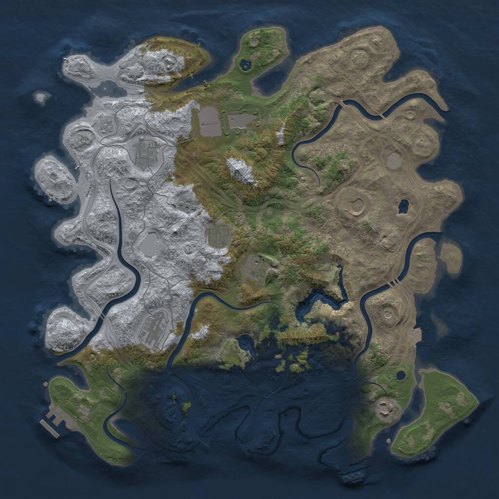 Rust Map: Procedural Map, Size: 4250, Seed: 23521140, 14 Monuments