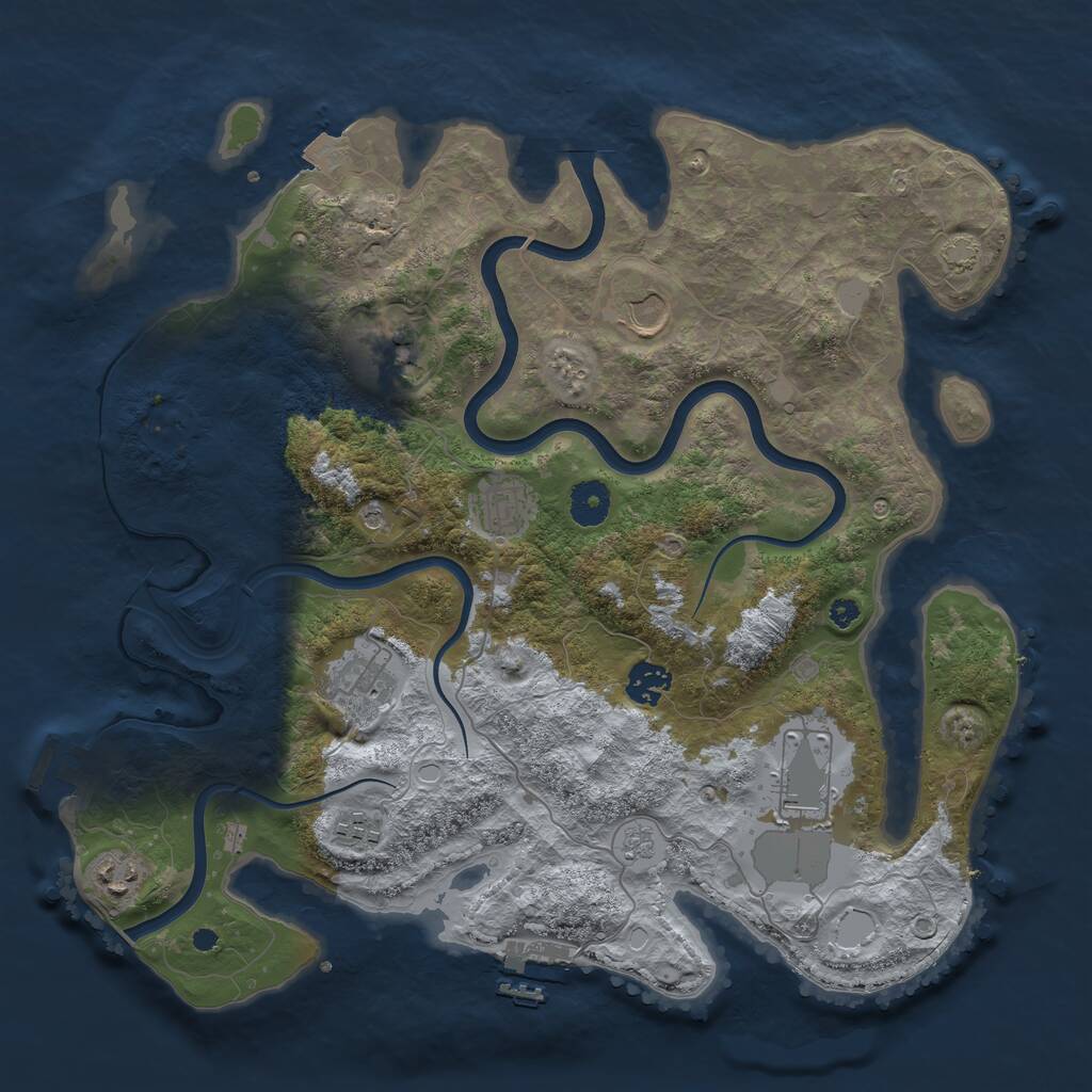 Rust Map: Procedural Map, Size: 3749, Seed: 15305, 14 Monuments