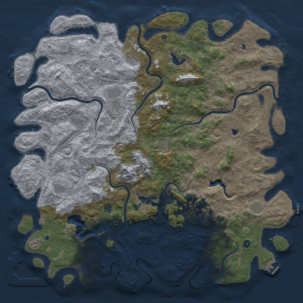 Rust Map: Procedural Map, Size: 6000, Seed: 50056, 17 Monuments