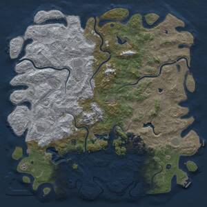Thumbnail Rust Map: Procedural Map, Size: 6000, Seed: 50056, 17 Monuments