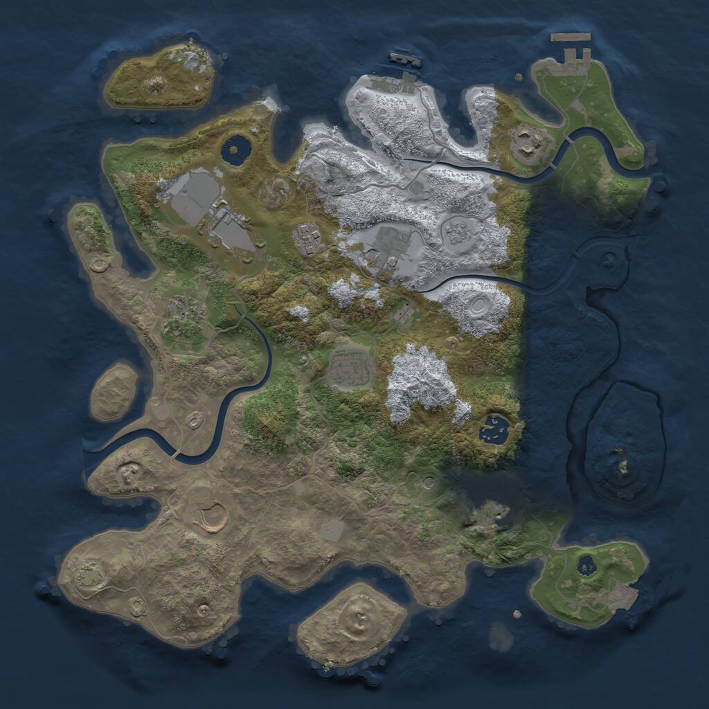Rust Map: Procedural Map, Size: 3600, Seed: 349353632, 15 Monuments