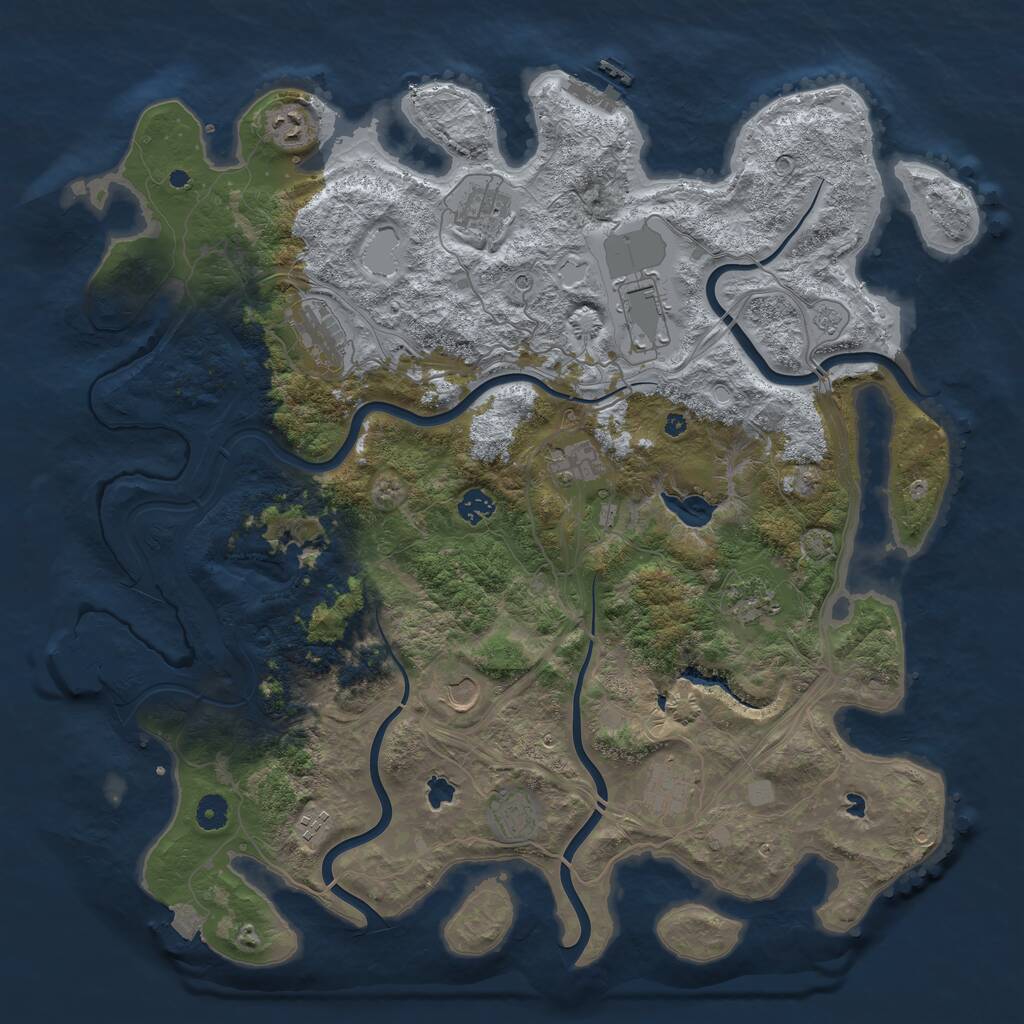 Rust Map: Procedural Map, Size: 4500, Seed: 73761291, 17 Monuments