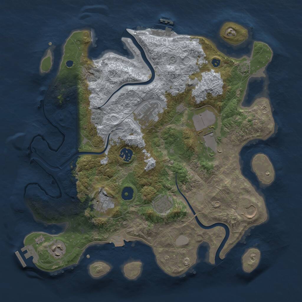 Rust Map: Procedural Map, Size: 3500, Seed: 1285936030, 13 Monuments