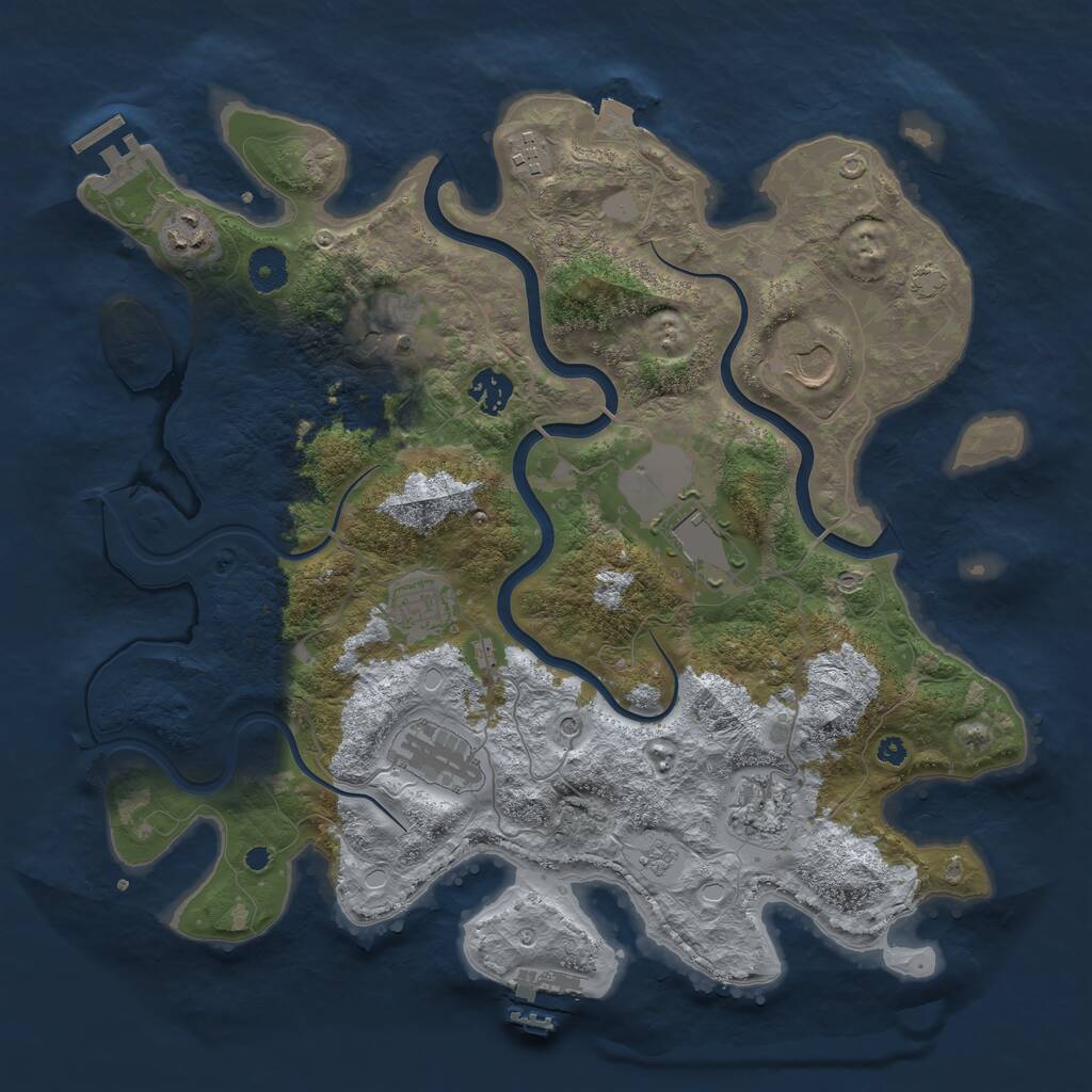 Rust Map: Procedural Map, Size: 3800, Seed: 676483008, 15 Monuments