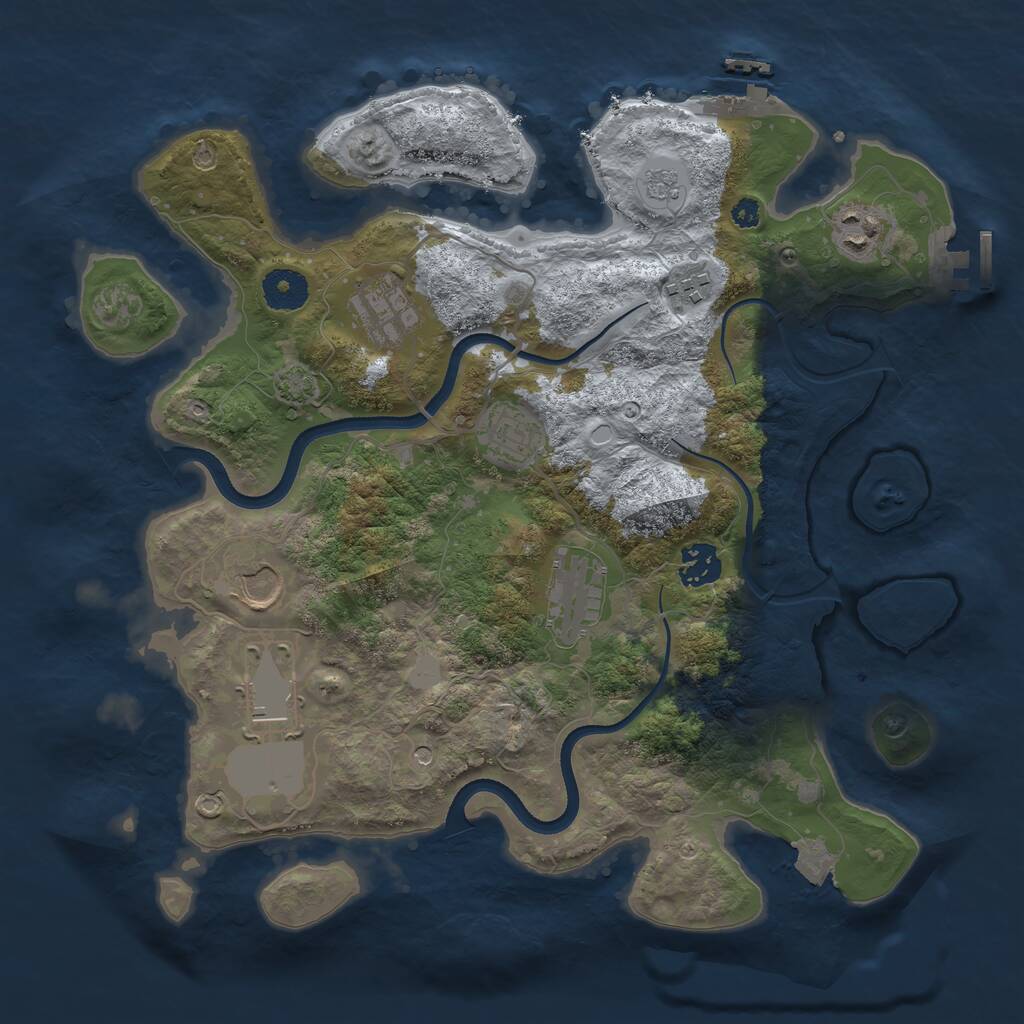 Rust Map: Procedural Map, Size: 3500, Seed: 6181, 14 Monuments