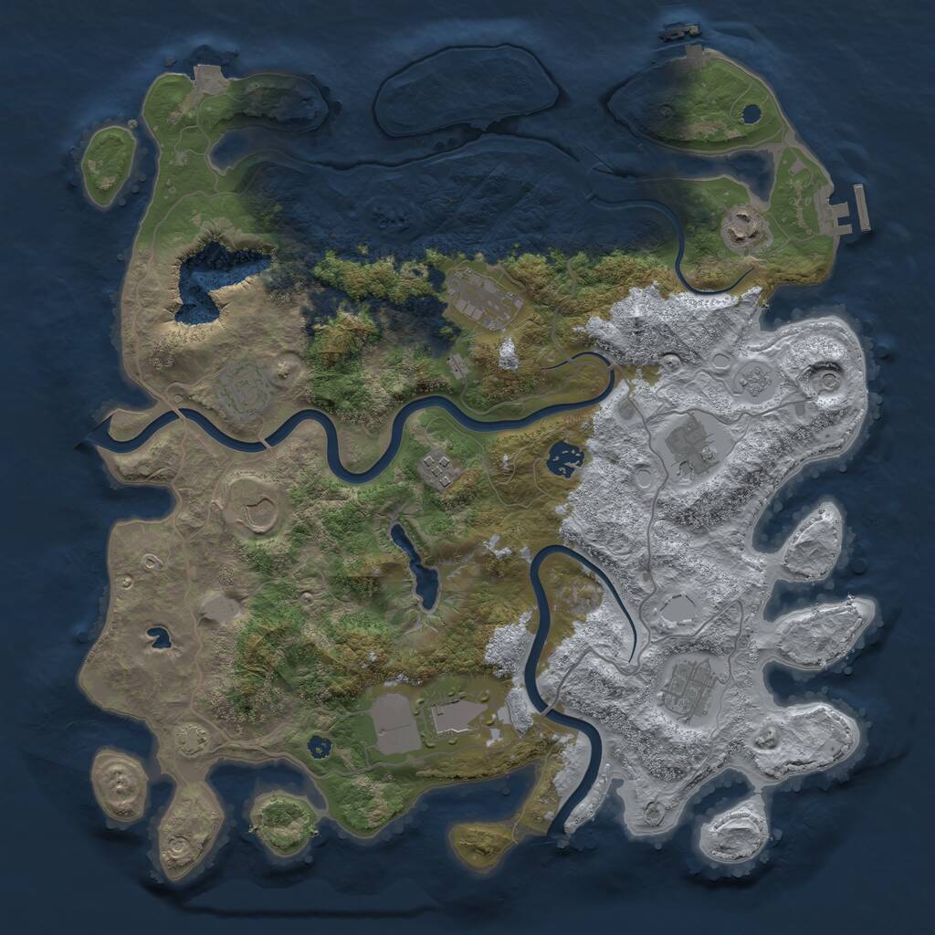 Rust Map: Procedural Map, Size: 4000, Seed: 1870977297, 15 Monuments