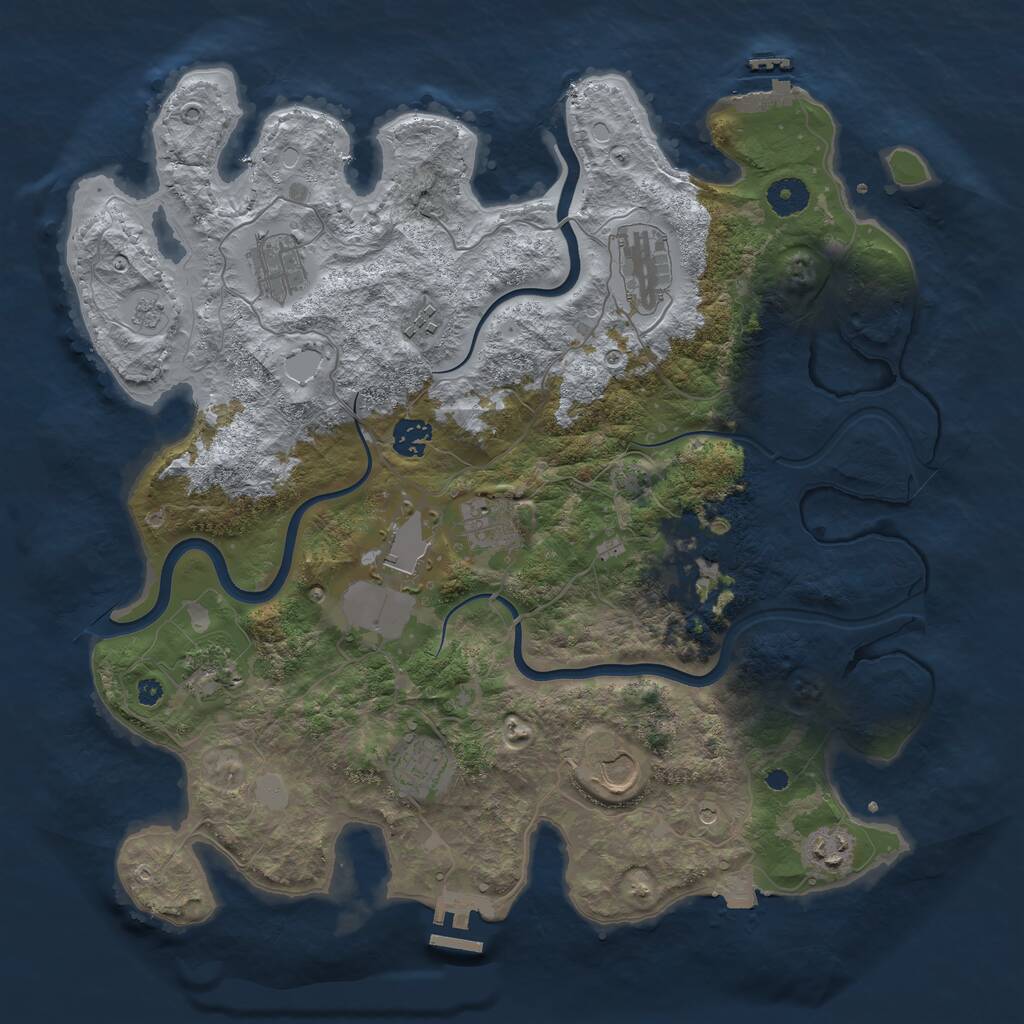 Rust Map: Procedural Map, Size: 3900, Seed: 1438, 17 Monuments