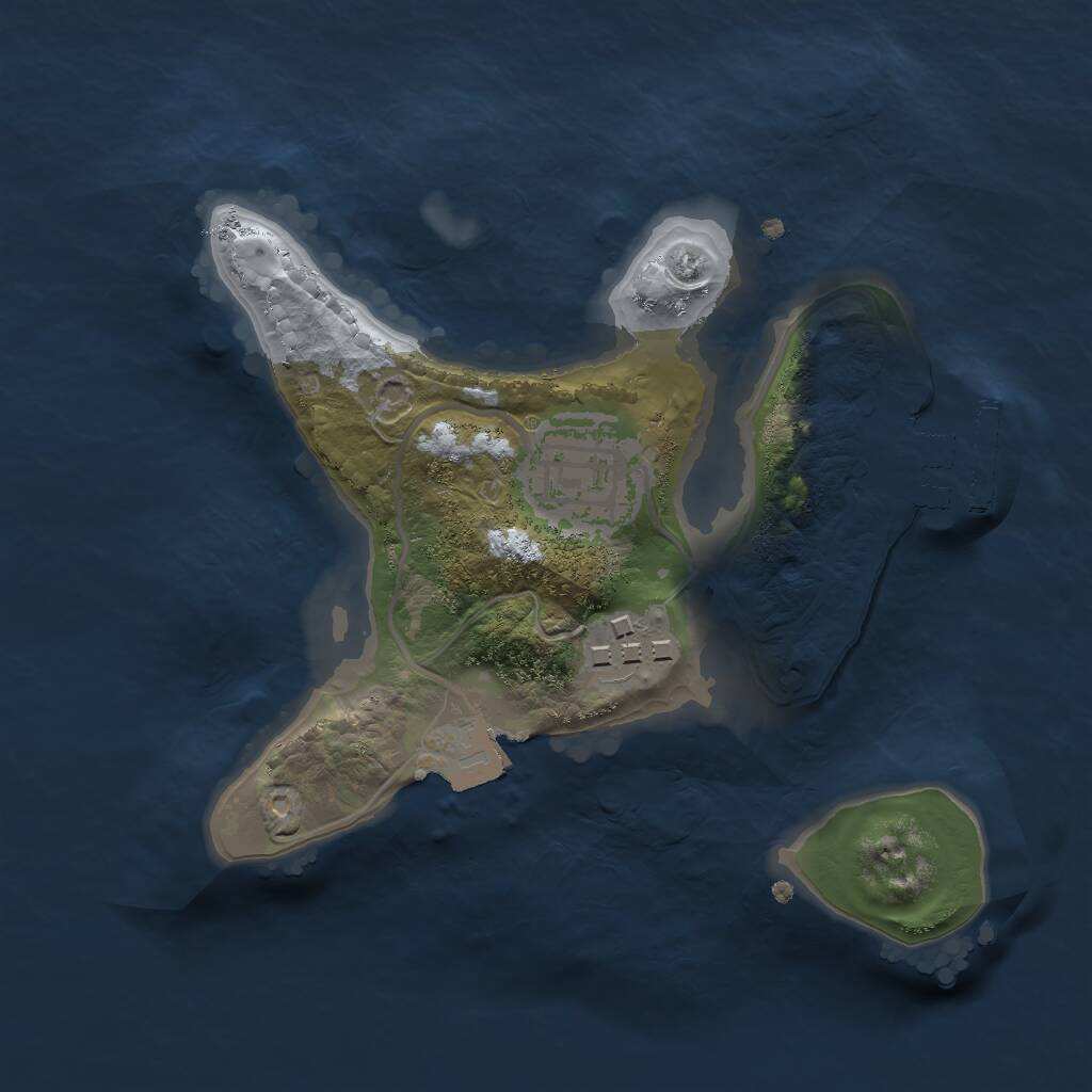 Rust Map: Procedural Map, Size: 2000, Seed: 12547, 4 Monuments