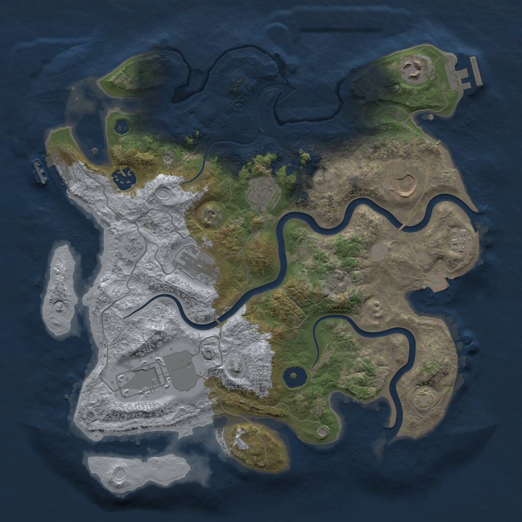 Rust Map: Procedural Map, Size: 3500, Seed: 1836383129, 13 Monuments