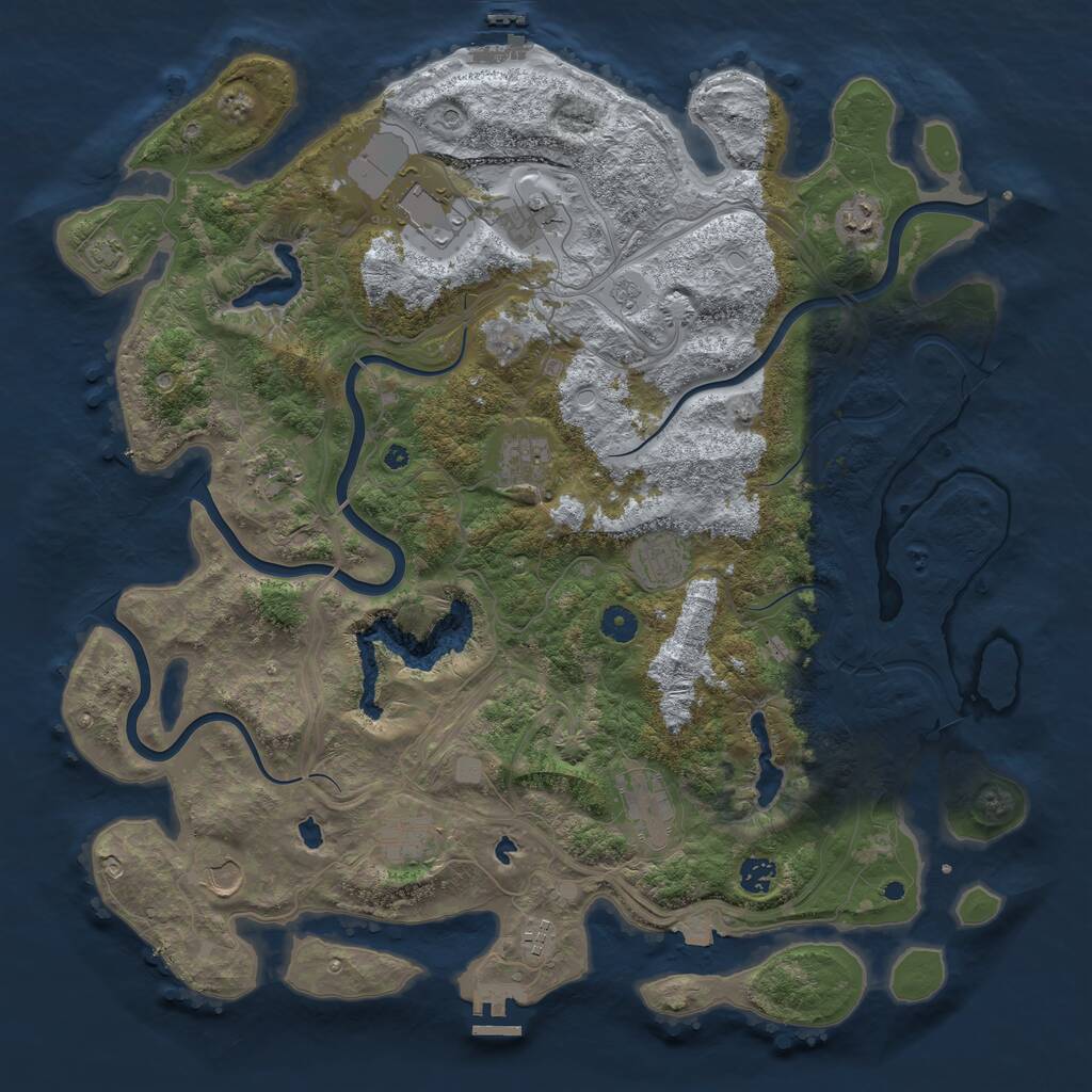 Rust Map: Procedural Map, Size: 4500, Seed: 375518102, 17 Monuments