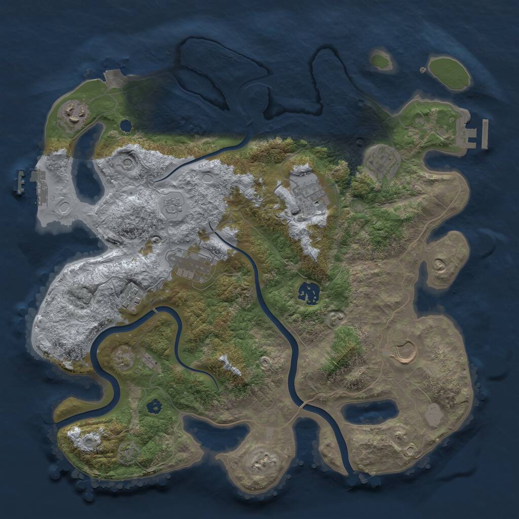 Rust Map: Procedural Map, Size: 3500, Seed: 8592673, 13 Monuments