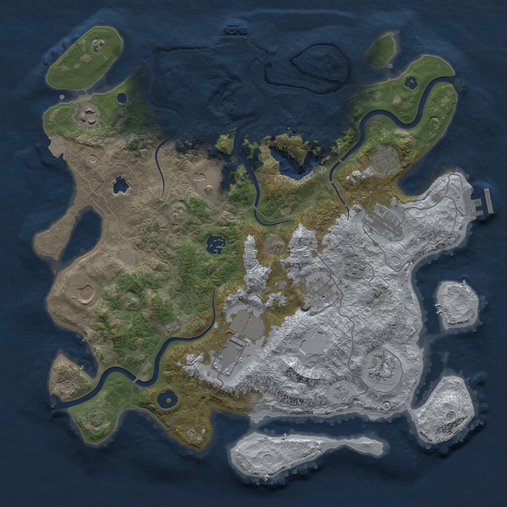Rust Map: Procedural Map, Size: 4000, Seed: 332485898, 16 Monuments