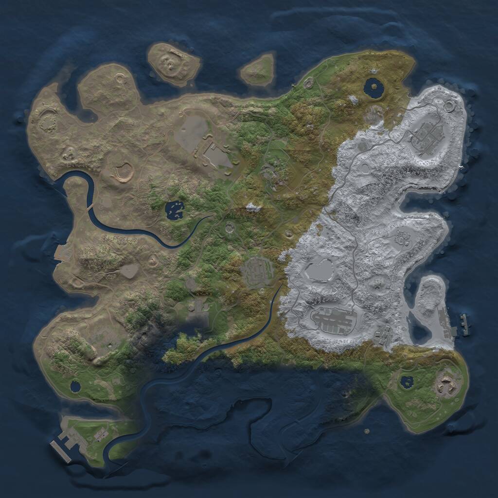 Rust Map: Procedural Map, Size: 3750, Seed: 459763218, 17 Monuments