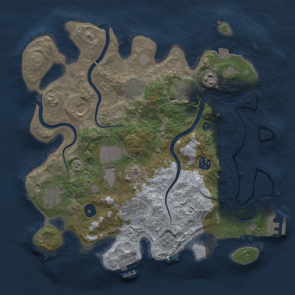 Rust Map: Procedural Map, Size: 3500, Seed: 1317799636, 14 Monuments