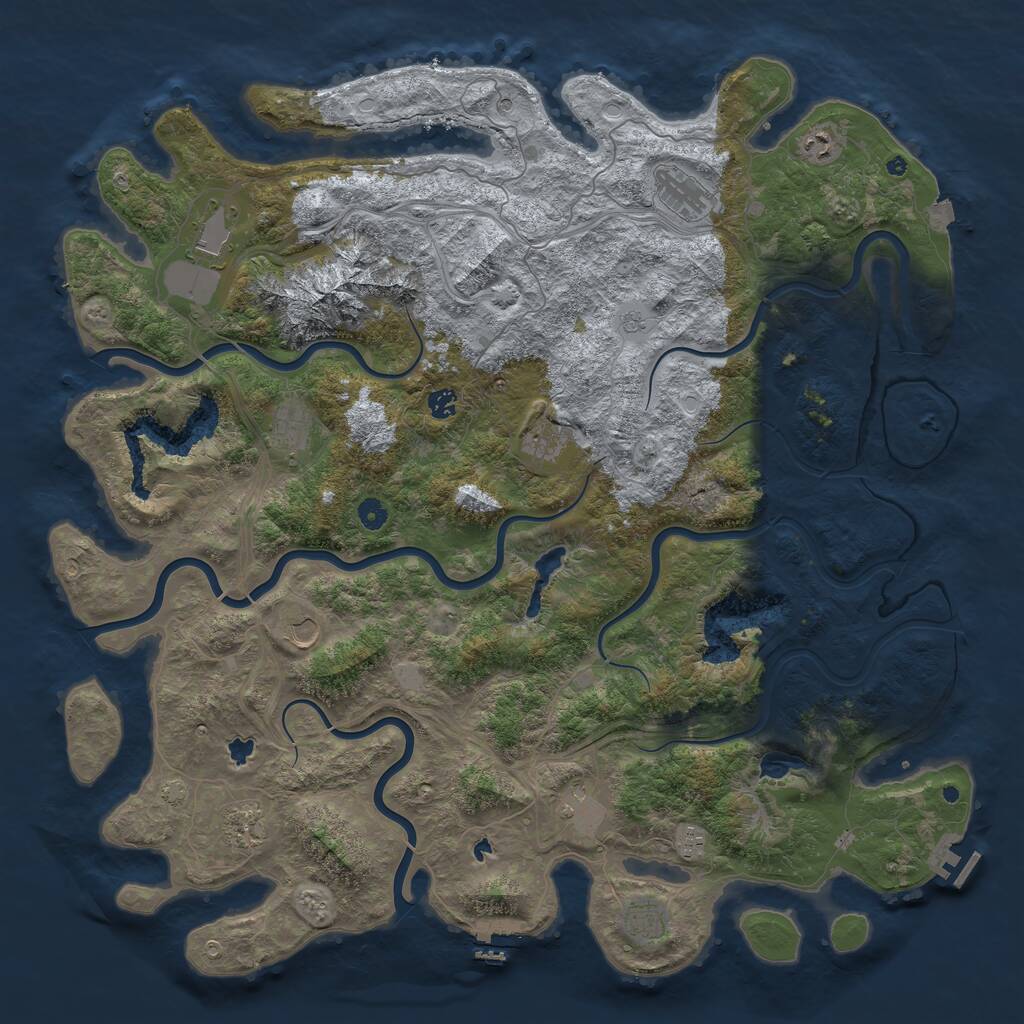 Rust Map: Procedural Map, Size: 5100, Seed: 1392481459, 17 Monuments