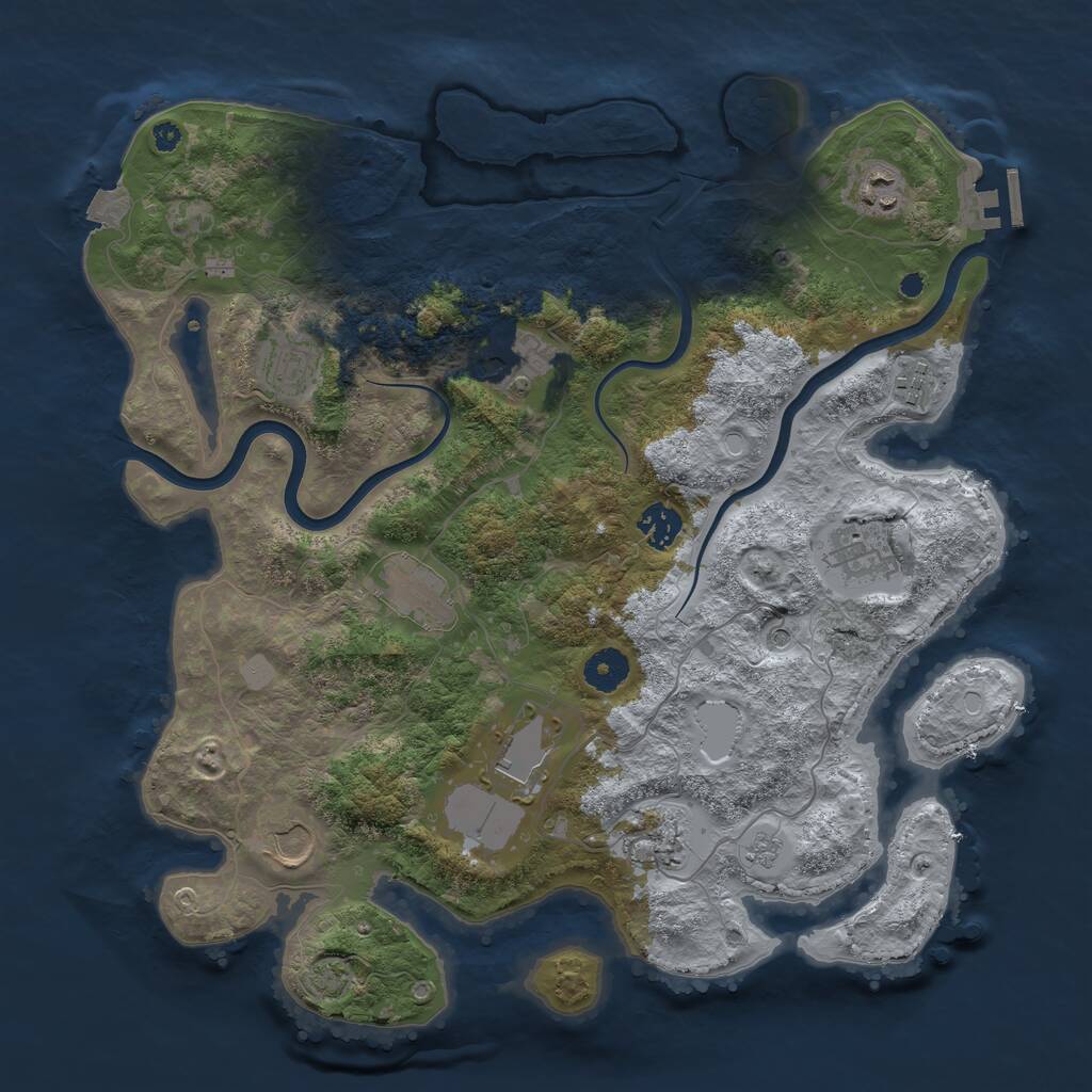 Rust Map: Procedural Map, Size: 3800, Seed: 2143, 15 Monuments