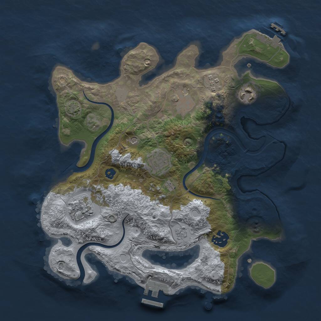 Rust Map: Procedural Map, Size: 3000, Seed: 55070, 12 Monuments